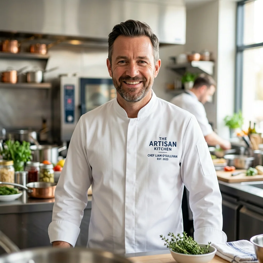 Chef Julian Mercer in the Gourme Haven test kitchen